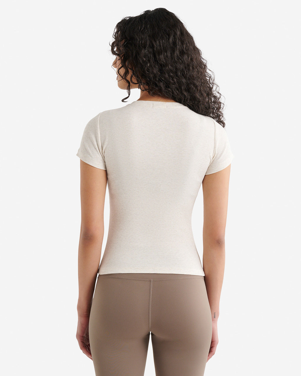 Roam Rib Fitted Short Sleeve Top / OATMEAL MIX