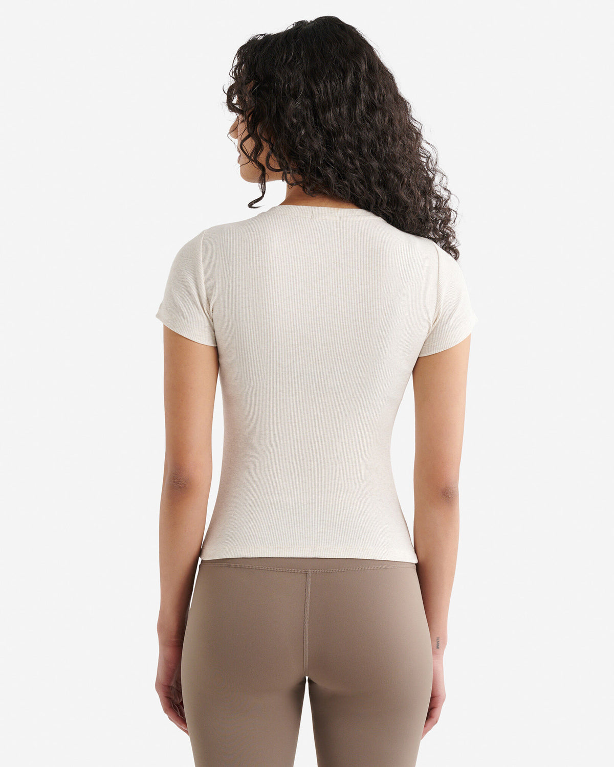 Roam Rib Fitted Short Sleeve Top / OATMEAL MIX