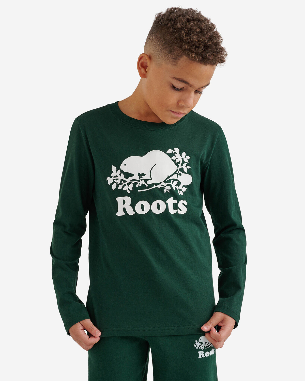 Kids Organic Original Cooper Beaver Long Sleeve T-Shirt / VARSITY GREEN