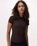 Roam Rib Fitted Short Sleeve Top / BLACK COFFEE