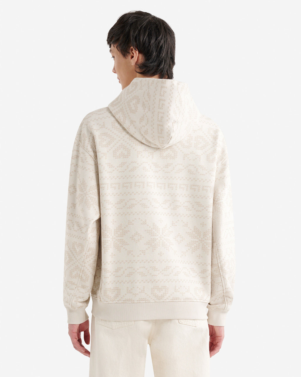 Fair Isle Hoodie / GARDENIA WHITE