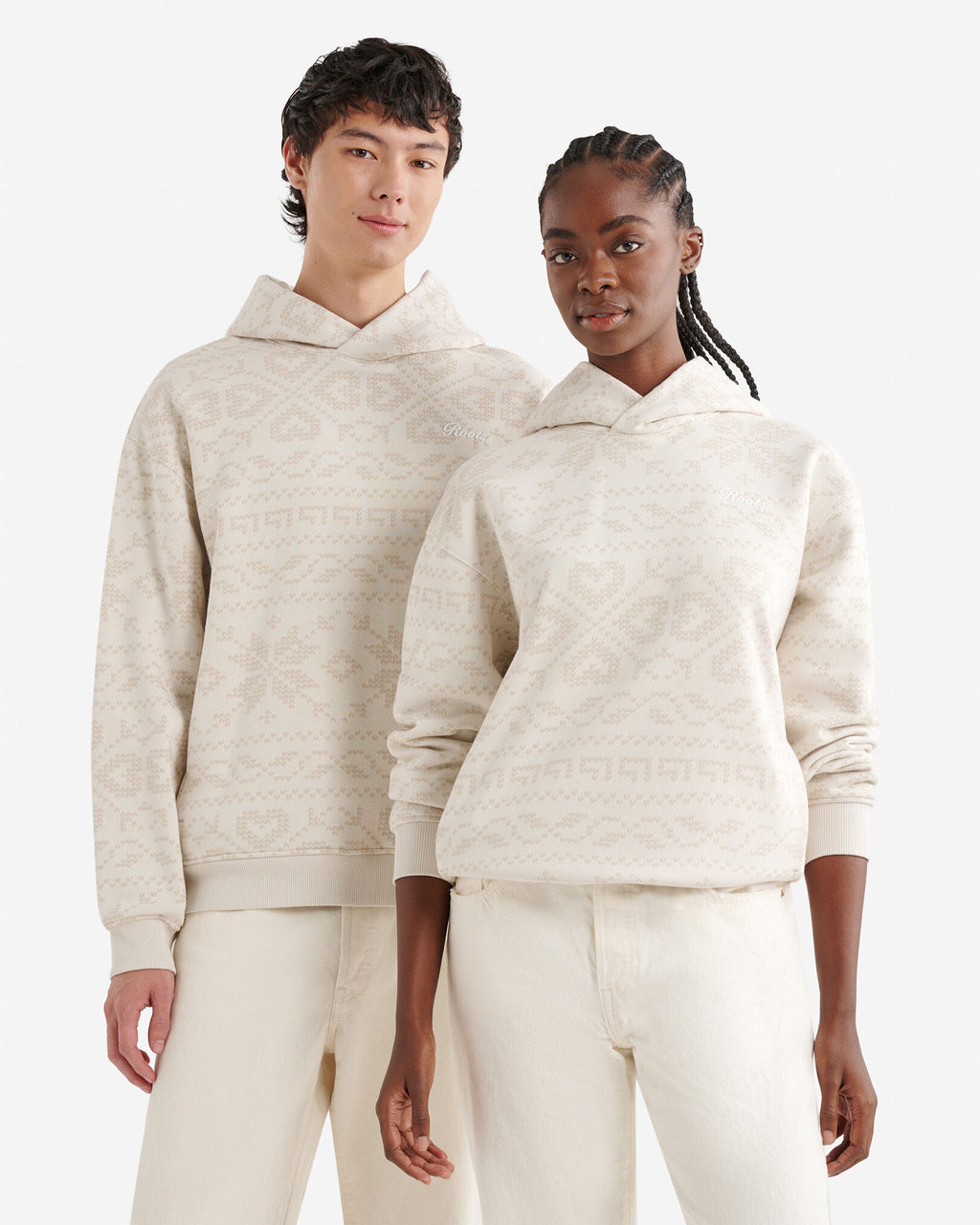 Fair Isle Hoodie / GARDENIA WHITE