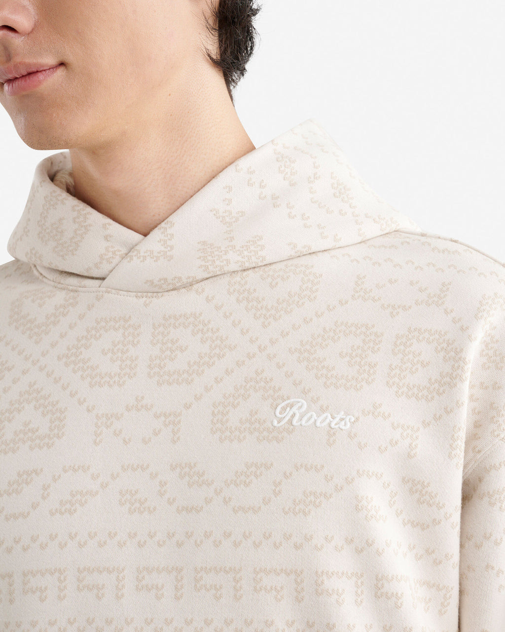 Fair Isle Hoodie / GARDENIA WHITE