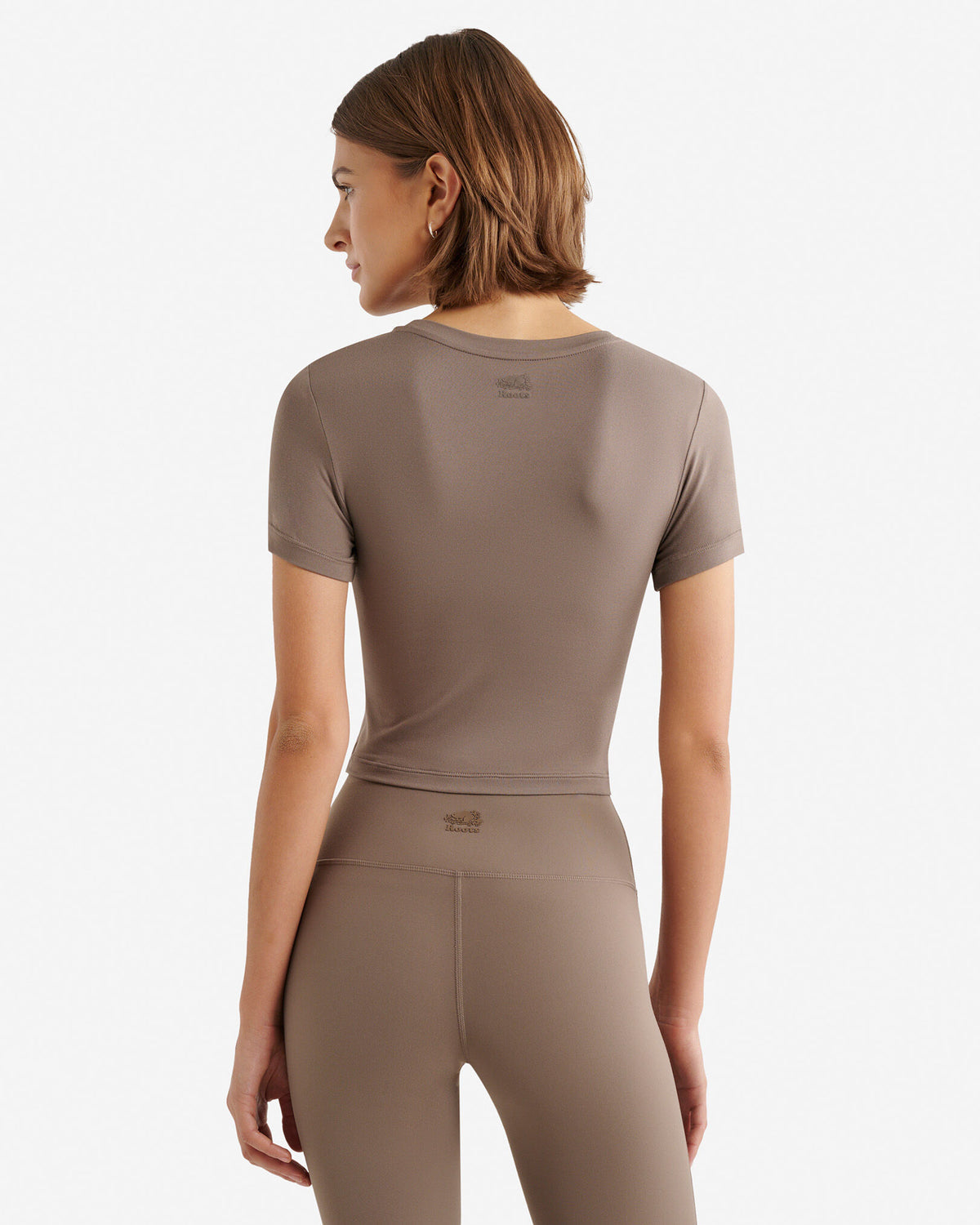 Renew Knit Crop T-Shirt / FALCON BROWN