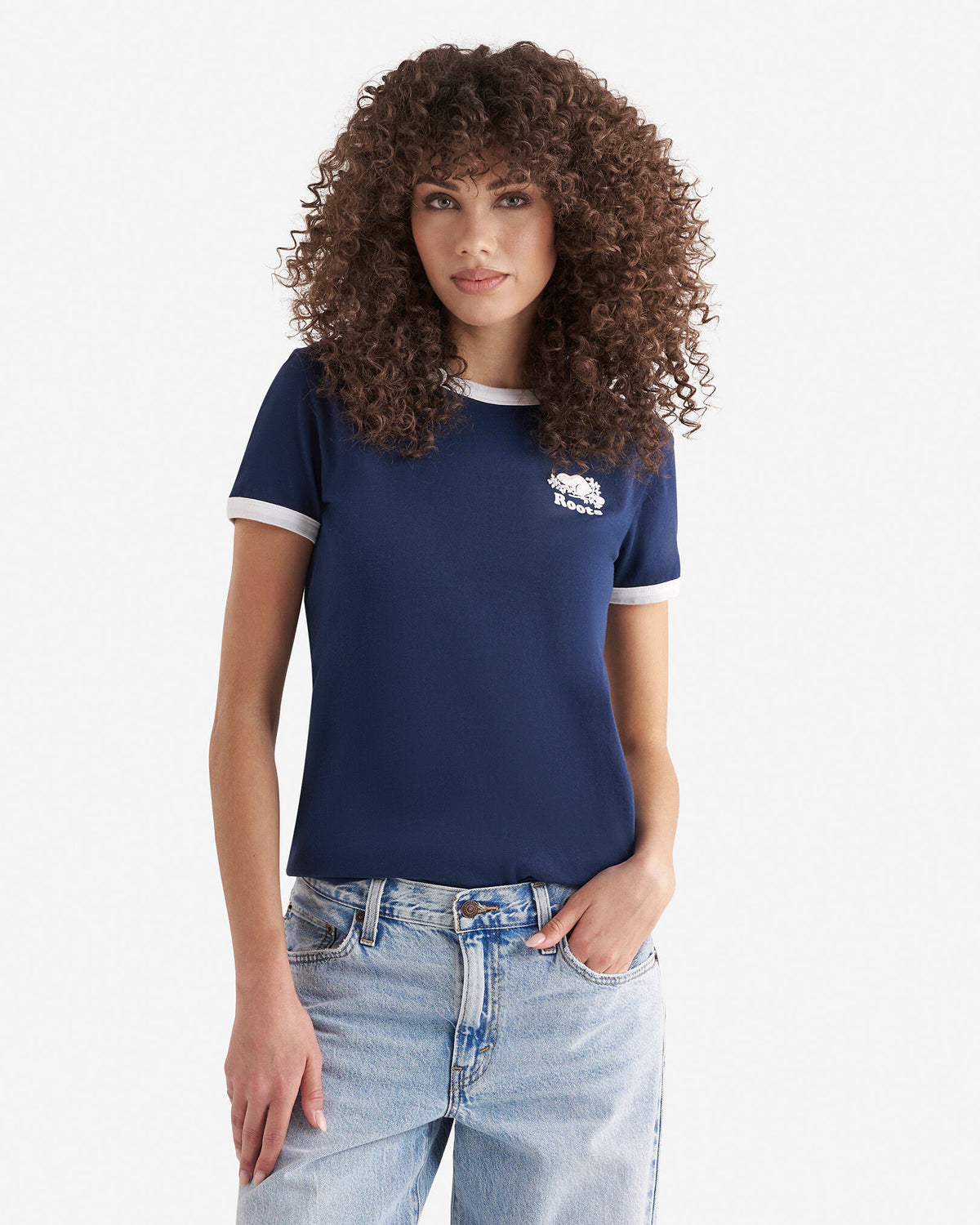 Womens Organic Cooper Ringer T-Shirt / TRUE NAVY