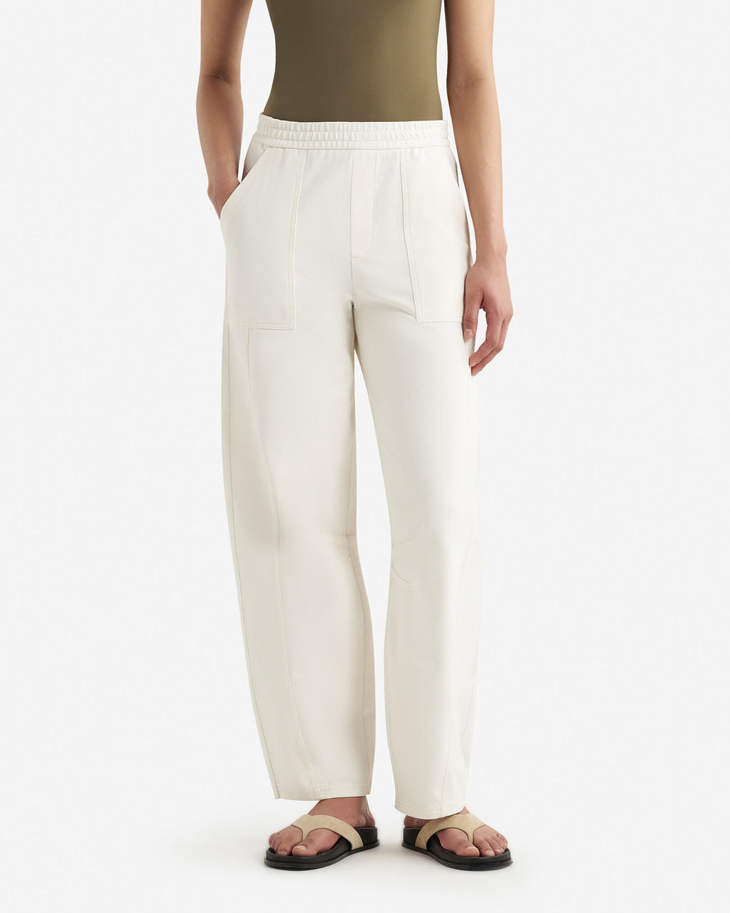 Welland Knit Twill Barrel Pant / EGRET