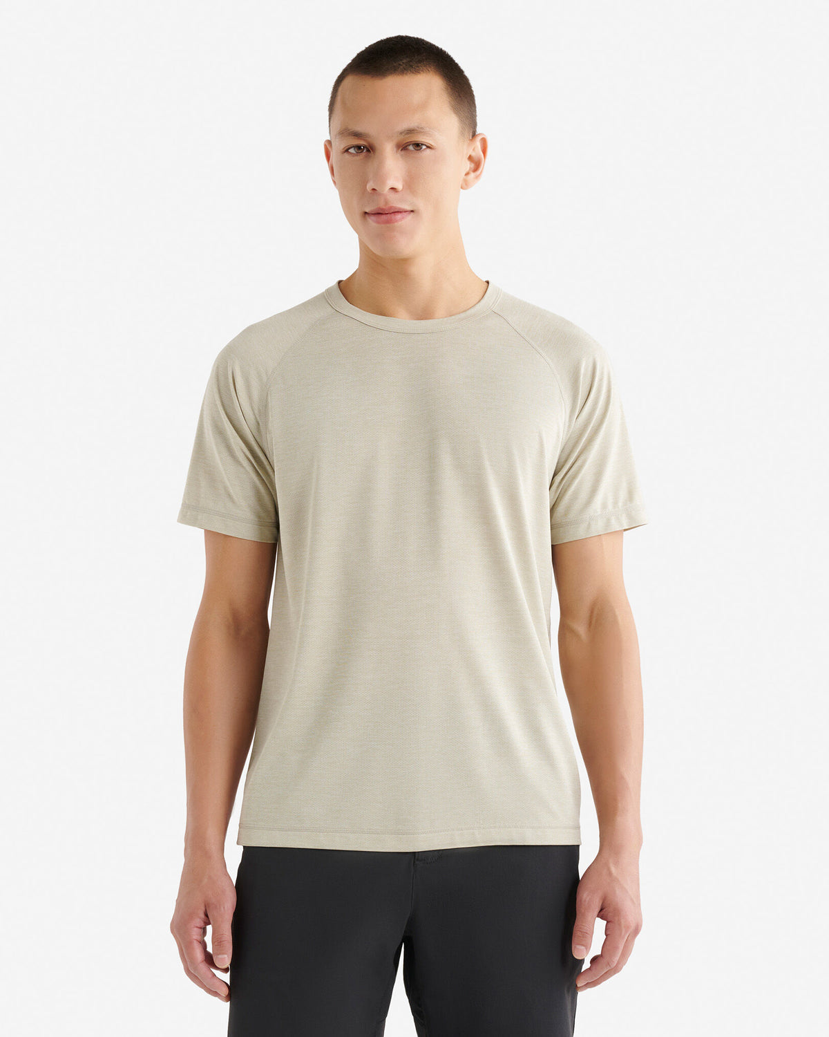Renew Mesh Short Sleeve Top / GREY TAUPE PEPPER