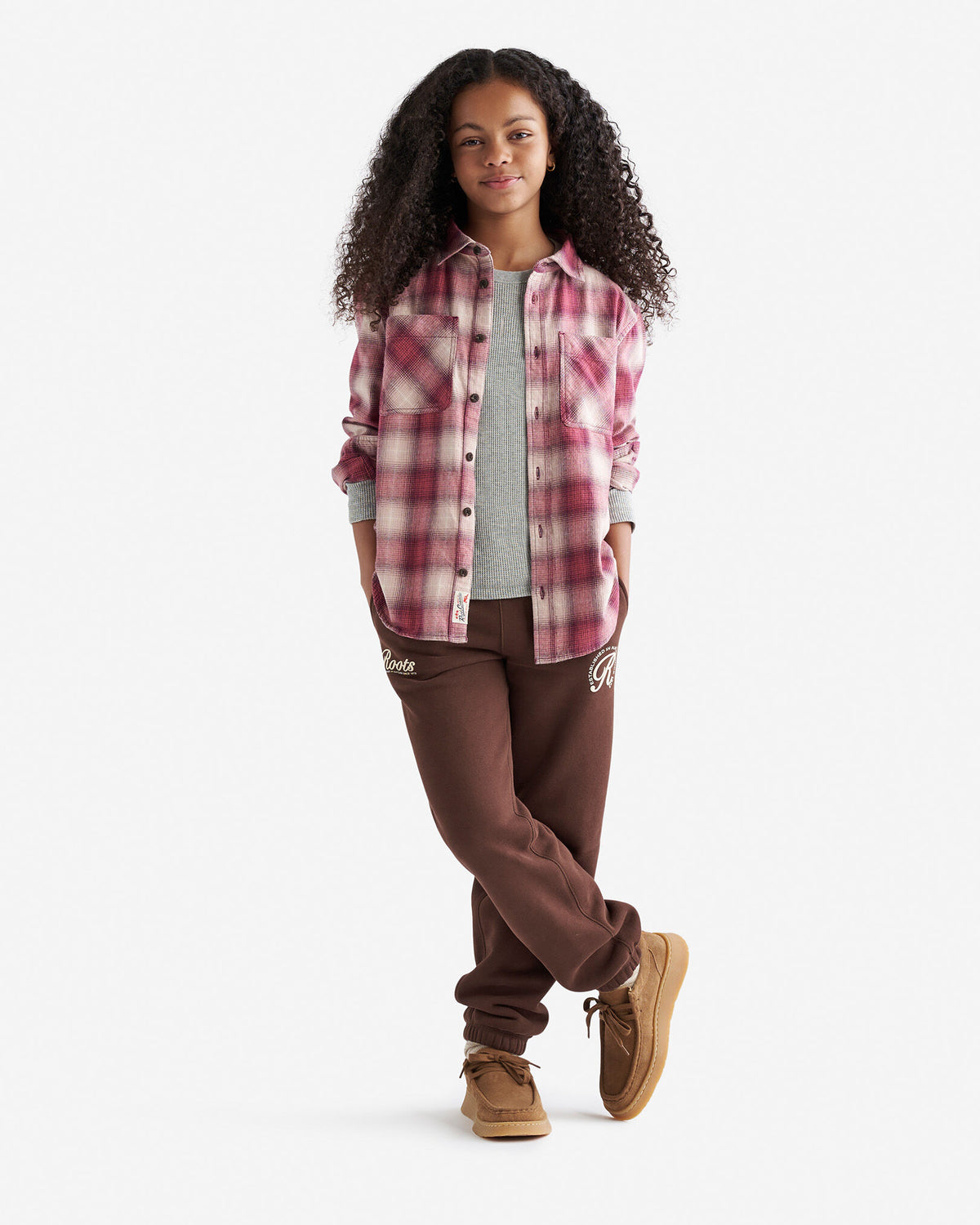 Kids Relaxed Plaid Shirt / MAUVE WINE PURPLE