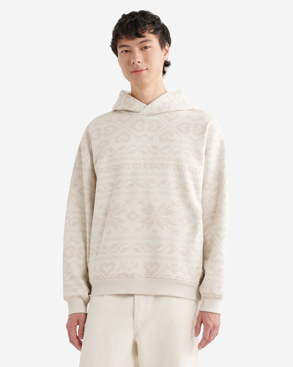 Fair Isle Hoodie / GARDENIA WHITE
