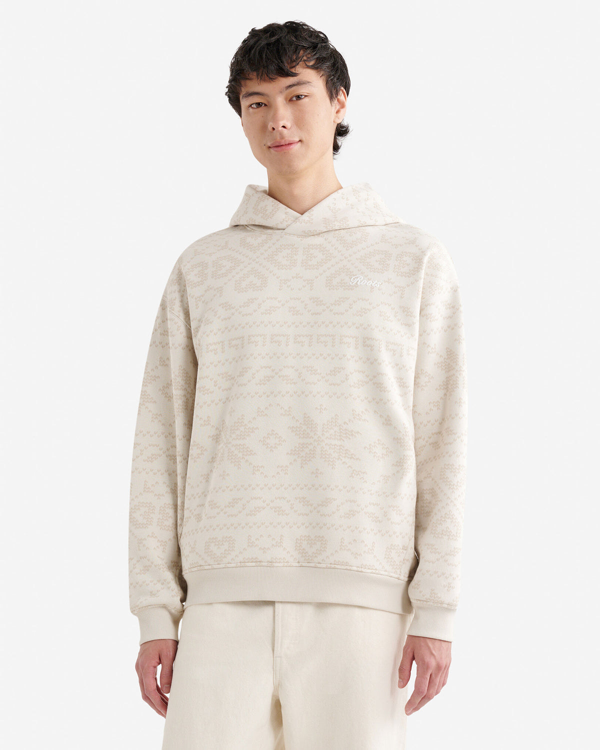 Fair Isle Hoodie / GARDENIA WHITE