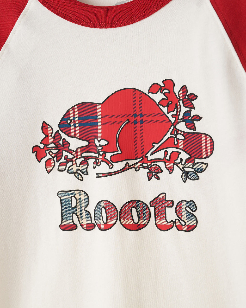 Kids Plaid Baseball T-Shirt / CABIN RED