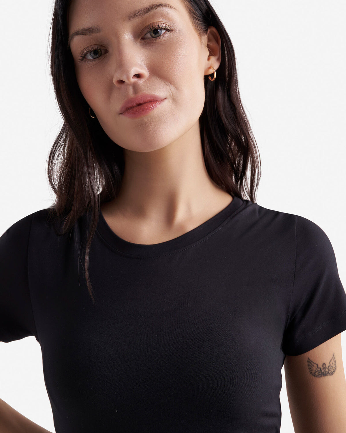 Renew Knit Crop T-Shirt / BLACK