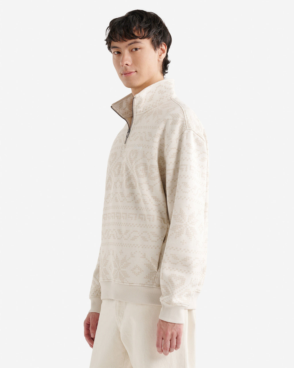 Fair Isle Quarter Zip / GARDENIA WHITE