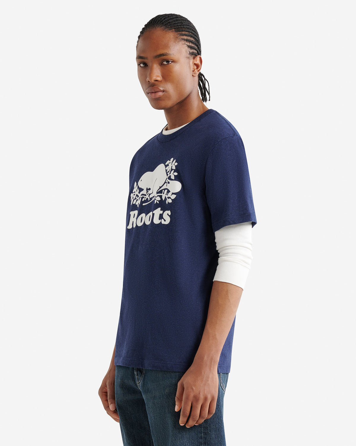 Mens Organic Cooper Beaver T-Shirt / NIGHTFALL BLUE MIX