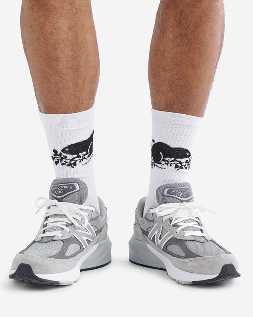 Adult Cooper Beaver Sock / WHITE