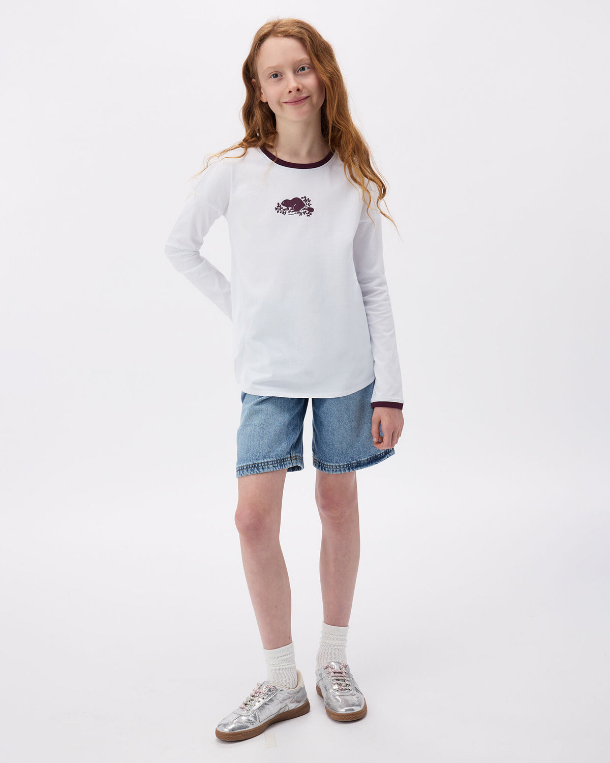 Girls Cooper Pop Relaxed Long Sleeve T-Shirt / WHITE