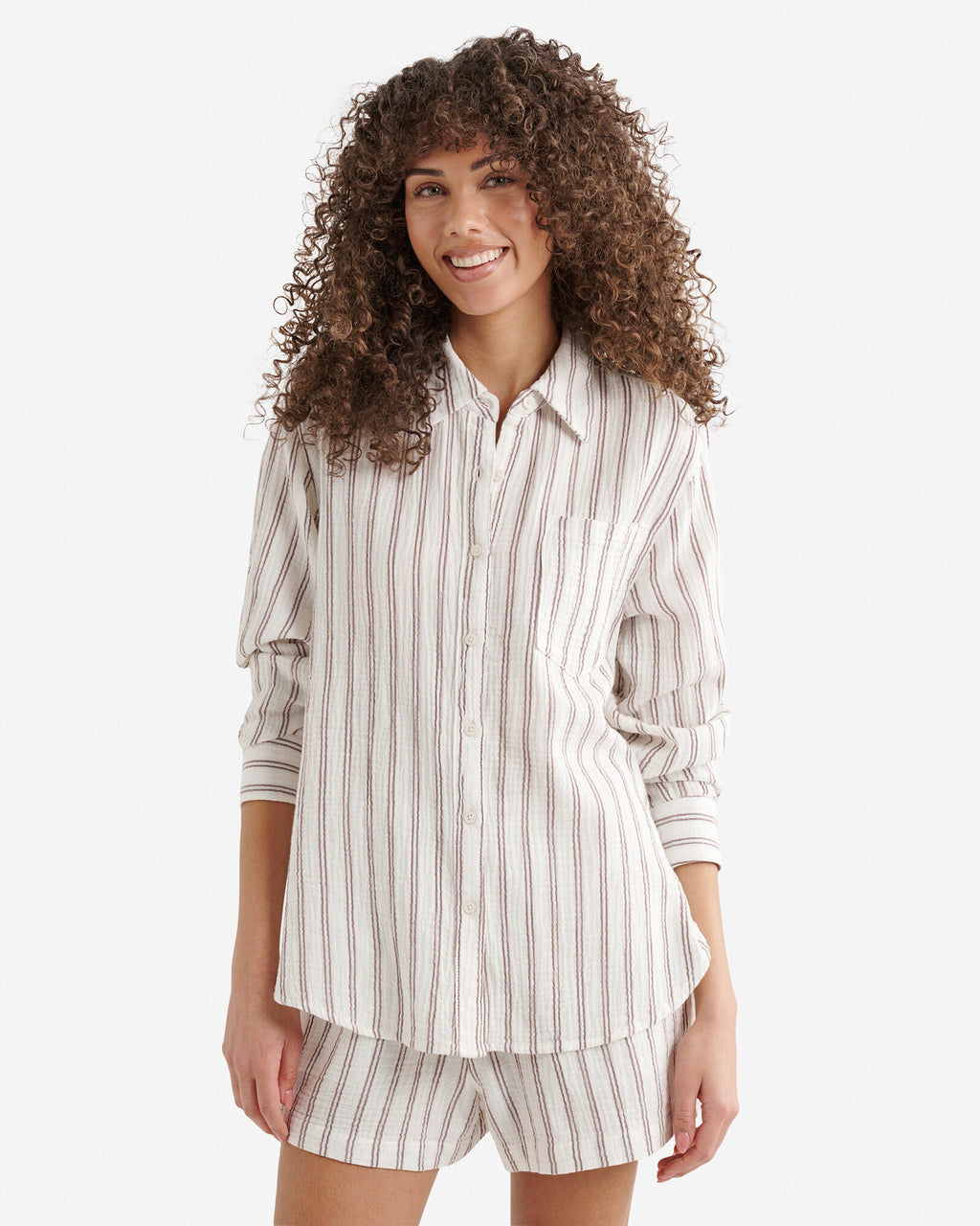 Isla Cotton Gauze Shirt / EGRET STRIPE