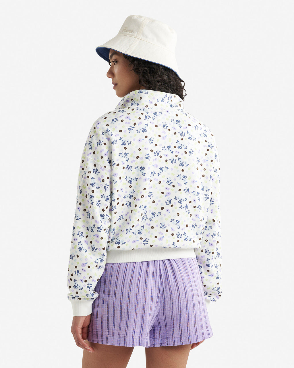 Floral Quarter Zip / EGRET