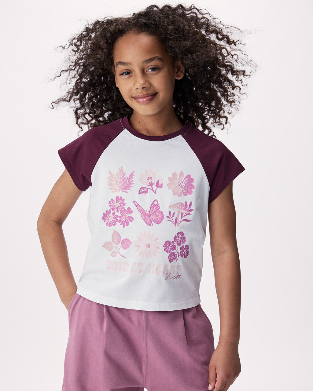 Girls Olivia Floral T-Shirt / MAROON FIG