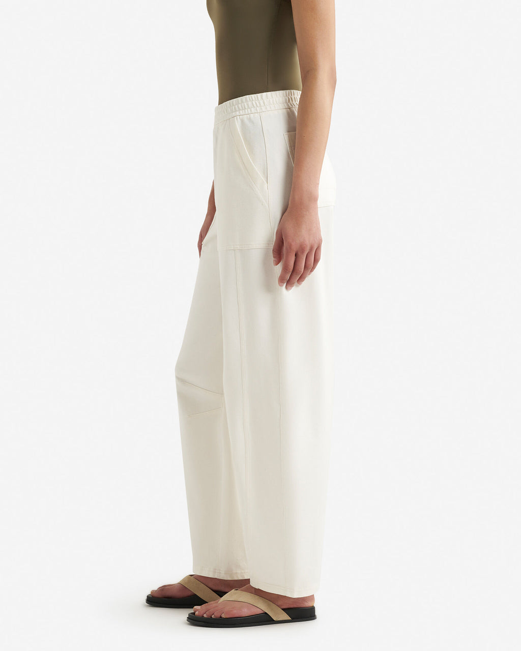 Welland Knit Twill Barrel Pant / EGRET