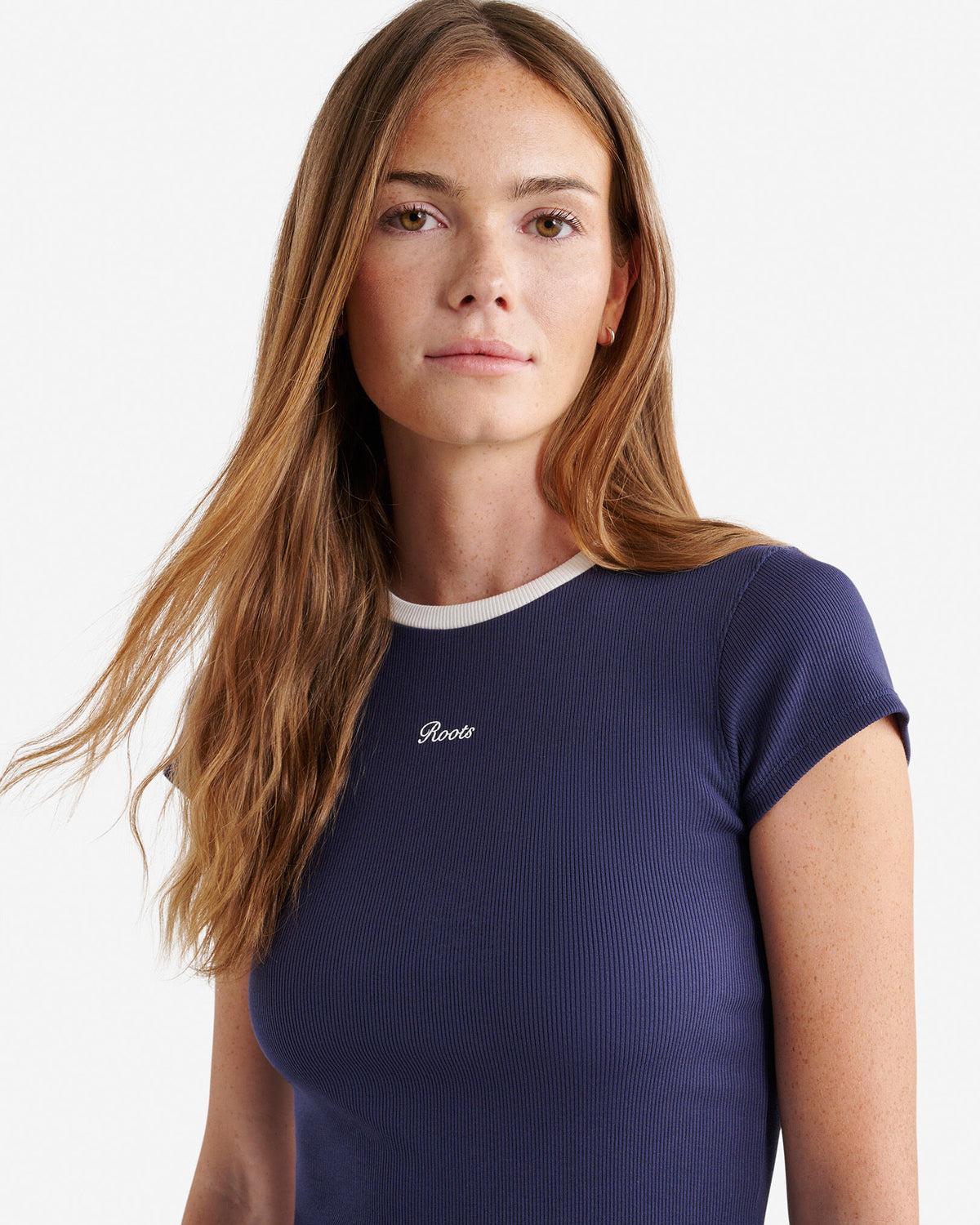 Rib Short Sleeve T-Shirt / INDIGO INK