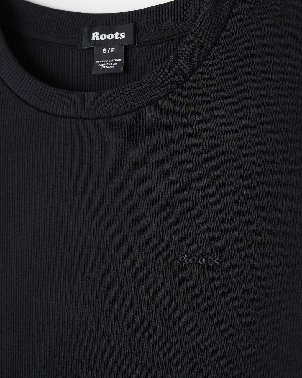 Roam Rib Fitted Short Sleeve Top / BLACK