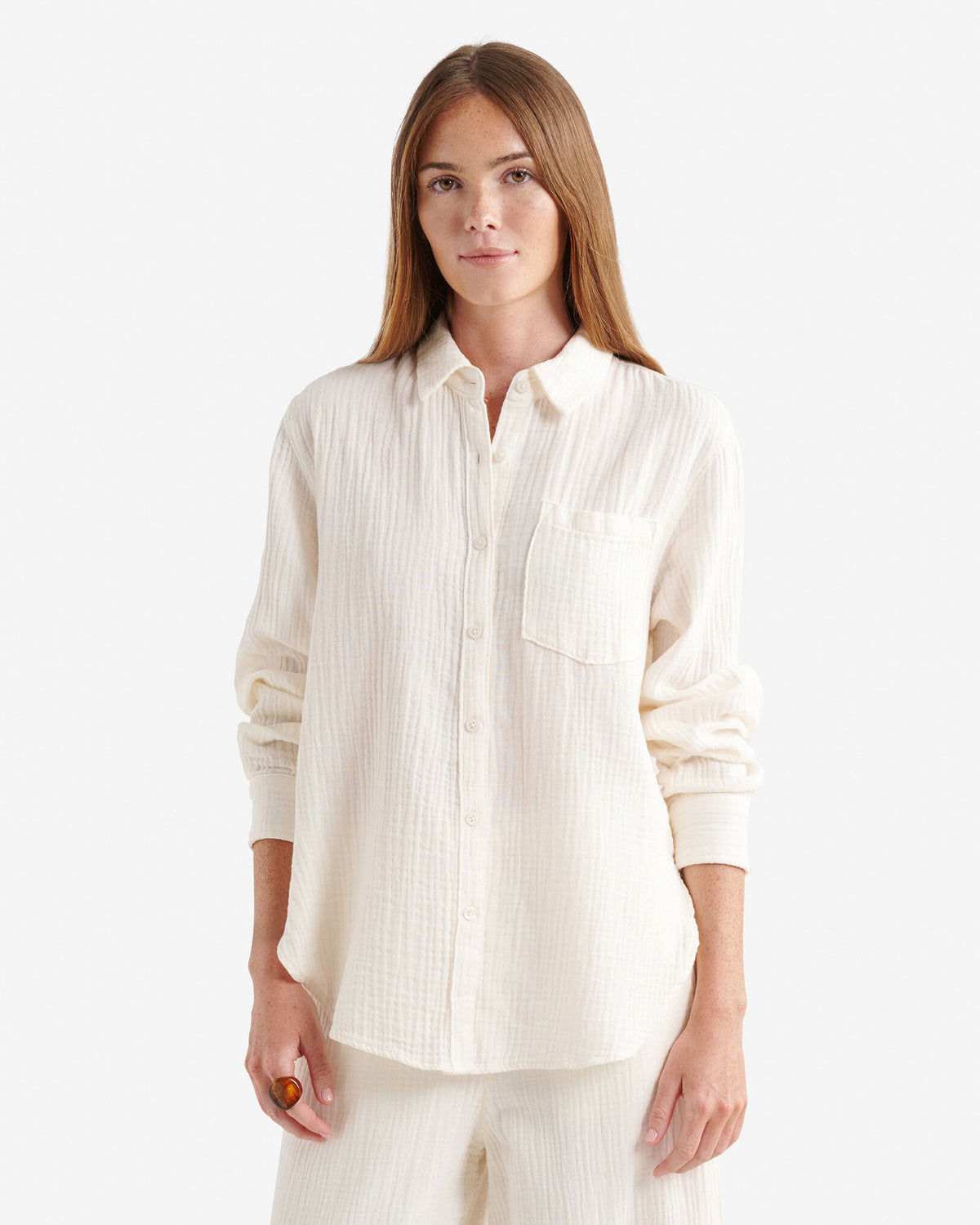 Isla Cotton Gauze Shirt / EGRET