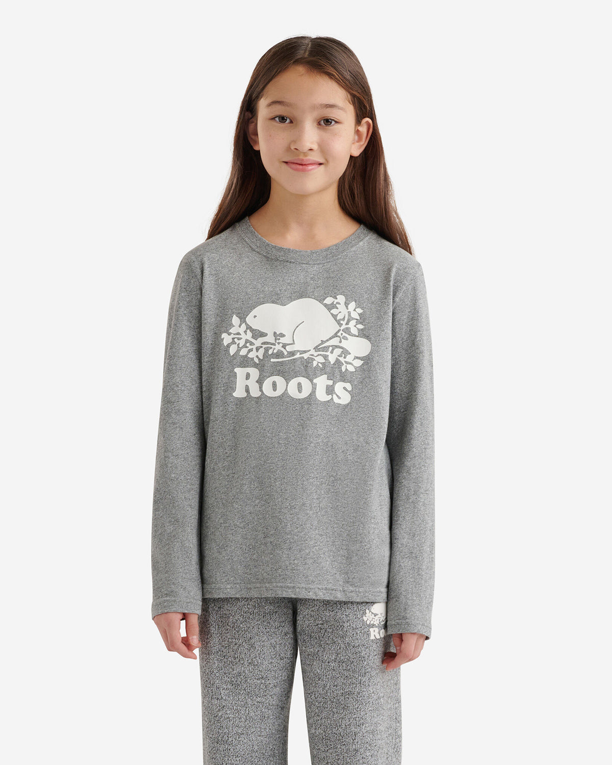 Kids Organic Original Cooper Beaver Long Sleeve T-Shirt / SALT & PEPPER