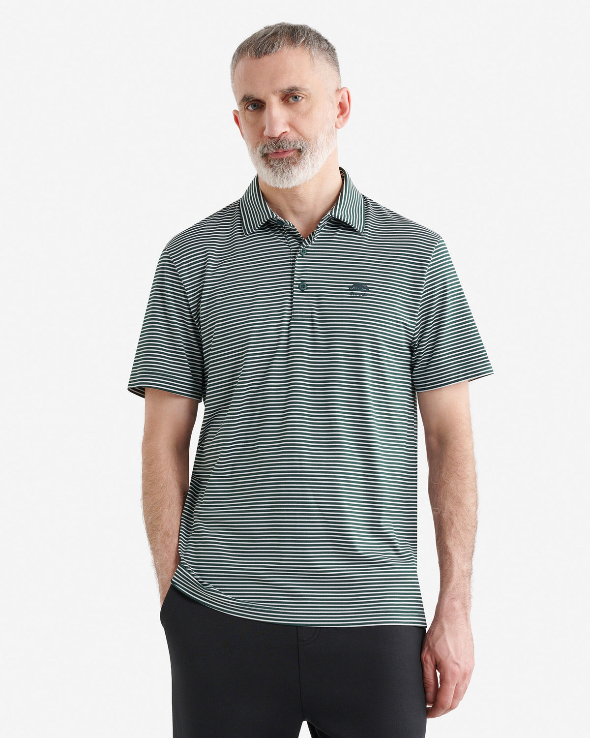 Renew Knit Striped Polo / VARSITY GREEN STRIPE